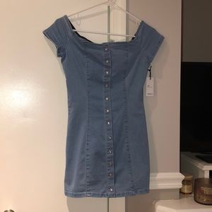 Denim off the shoulder dress